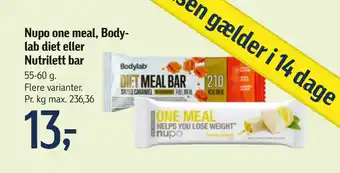 Føtex Nupo one meal, bodylab diet eller nutrilett bar tilbud