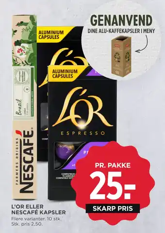 MENY L’or eller nescafé kapsler tilbud
