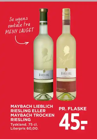 MENY Maybach lieblich riesling eller maybach trocken riesling tilbud