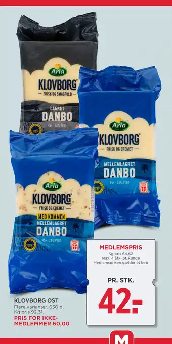 MENY Klovborg ost tilbud