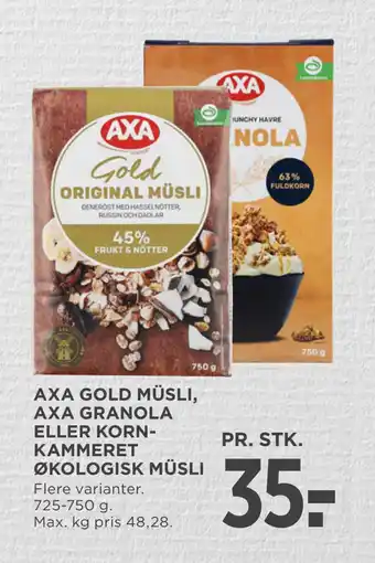 MENY Axa gold müsli, axa granola eller kornkammeret økologisk müsli tilbud
