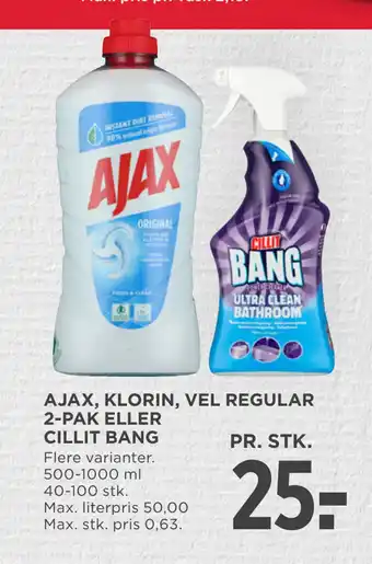 MENY Ajax, klorin, vel regular 2-pak eller cillit bang tilbud