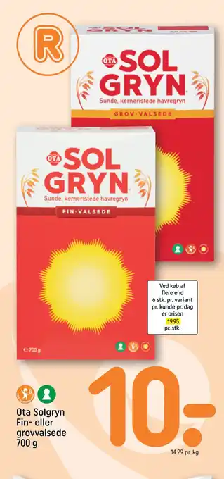 REMA 1000 Ota solgryn fin- eller grovvalsede 700 g tilbud