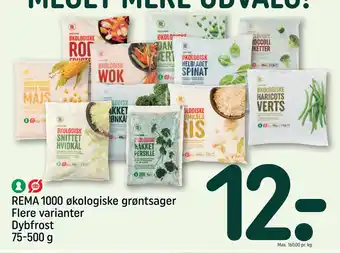 REMA 1000 Rema 1000 økologiske grøntsager flere varianter dybfrost 75-500 g tilbud