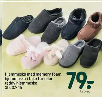 REMA 1000 Hjemmesko med memory foam, hjemmesko i fake fur eller teddy hjemmesko str. 32-46 tilbud