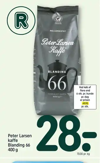 REMA 1000 Peter larsen kaffe blanding 66 400 g tilbud