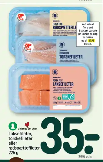 REMA 1000 Laksefileter, torskefileter eller rødspættefileter 225 g tilbud