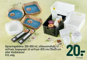 REMA 1000 Opvaringsbokse 200-850 ml, silikoneindlæg til airfryer, bagepapir til airfryer ø25 cm/25x25 cm eller klodskasser frit valg tilbud