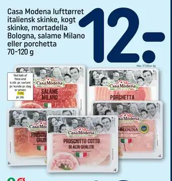 REMA 1000 Casa modena lufttørret italiensk skinke, kogt skinke, mortadella bologna, salame milano eller porchetta tilbud