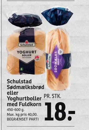 SPAR Schulstad sødmælksbrød eller yoghurtboller med fuldkorn tilbud