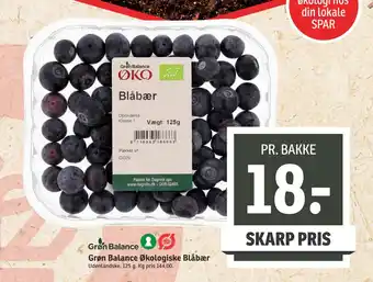 SPAR Grøn balance økologiske blåbær tilbud