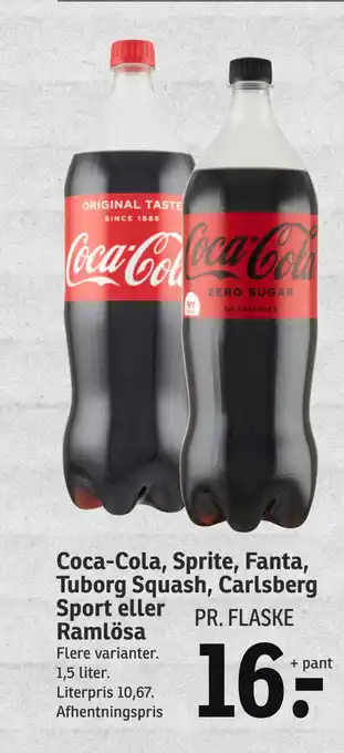 SPAR Coca- cola, sprite, fanta, tuborg squash,. carlsberg sport eller ramlösa tilbud