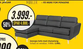My Home Georgia sofa med chaiselong tilbud