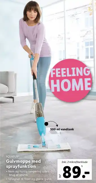 Lidl AQUAPUR Gulvmoppe med sprayfunktion tilbud
