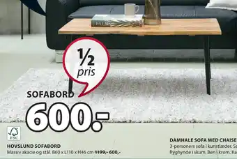 JYSK Hovslund sofabord tilbud