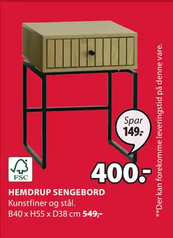 JYSK Hemdrup sengebord tilbud