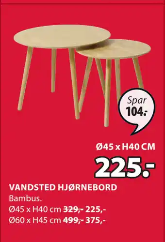 JYSK Vandsted hjørnebord tilbud