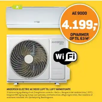XL-BYG ANDERSEN ELECTRIC AE 9000 LUFT TIL LUFT VARMEPUMPE tilbud