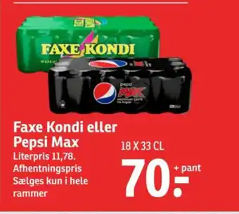 SPAR Faxe Kondi eller Pepsi Max tilbud