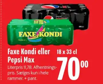 Min Købmand Faxe Kondi eller Pepsi Max tilbud