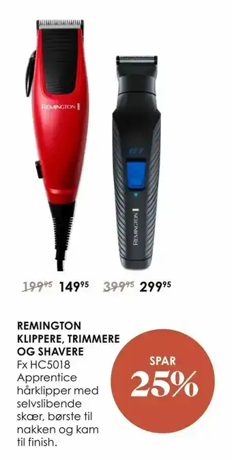 Matas Remington klippere, trimmere og shavere tilbud