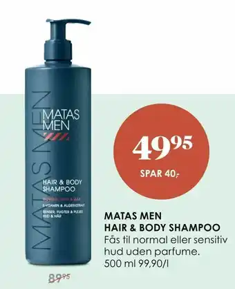 Matas Matas men hair & body shampoo tilbud