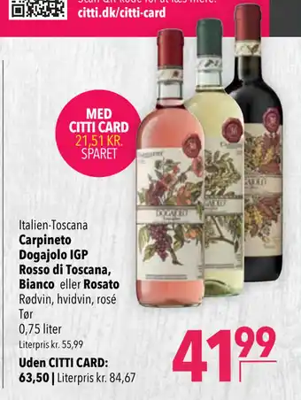 Citti Carpineto dogajolo igp rosso di toscana, bianco eller rosato tilbud