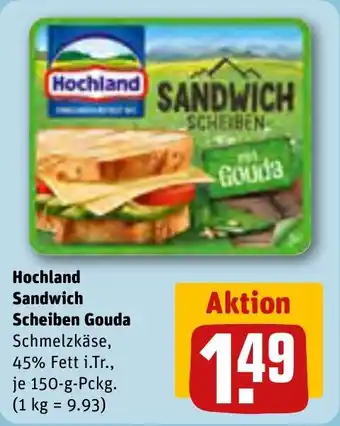 REWE DE Hochland Sandwich Scheiben Gouda tilbud