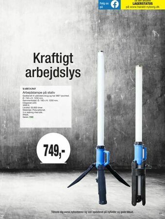 Harald Nyborg Arbejdslampe på stativ tilbud