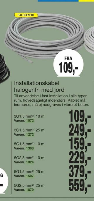 Harald Nyborg Installationskabel halogenfri med jord tilbud