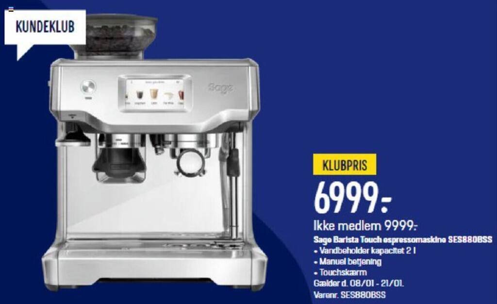 Sage Barista Touch espressomaskine SES880BSS tilbud hos Elgiganten