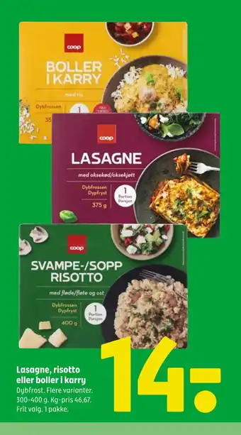 Lasagne, risotto eller boller i karry