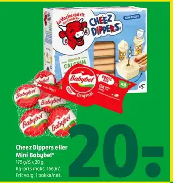 Coop 365 Cheez Dippers eller Mini Babybel* 175 g/6 x 20 g. Kg-pris maks. 166,67. Frit valg. 1 pakke/net. tilbud