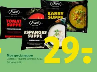 Coop 365 Mou specialsupper Dybfrost. 1000 ml. Literpris 29,00. Frit valg. 1 stk. tilbud