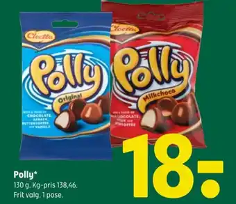 Coop 365 Polly* 130 g. Kg-pris 138,46. Frit valg. 1 pose. tilbud