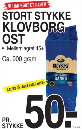 ABC Lavpris STORT STYKKE KLOVBORG OST tilbud