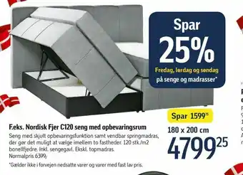 Føtex Nordisk Fjer C120 seng med opbevaringsrum tilbud