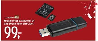 Føtex Kingston 64GB Datatraveler G4 USB 3,0 eller Micro SDHC kort tilbud