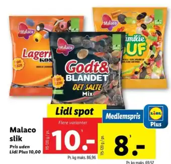 Lidl Malaco slik tilbud