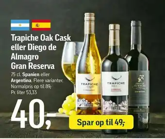 Føtex Trapiche Oak Cask eller Diego de Almagro Gran Reserva tilbud