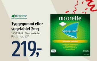 Føtex Tyggegummi eller sugetablet 2mg tilbud