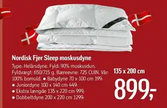 Føtex Nordisk Fjer Sleep moskusdyne 135 x 200 cm tilbud