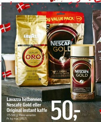 Føtex Lavazza helbønner, Nescafé Gold eller Original instant kaffe tilbud