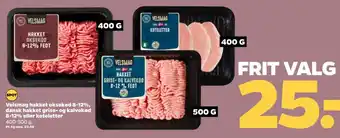 Netto Velsmag hakket oksekød 8-12%, dansk hakket grise- og kalvekød 8-12% eller koteletter tilbud