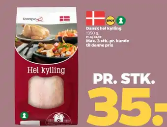 Dansk hel kylling 1350 g.
