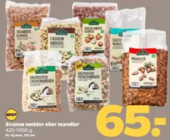 Netto Svansø nødder eller mandler 425-1000 g tilbud