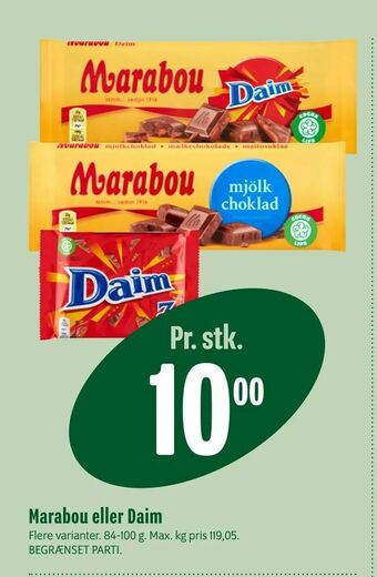 Min Købmand Marabou eller Daim tilbud