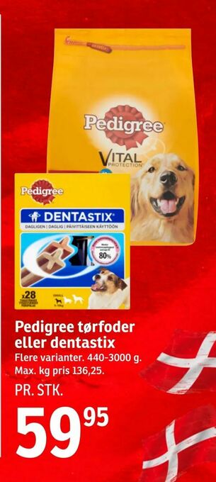 SPAR Pedigree tørfoder eller dentastix tilbud