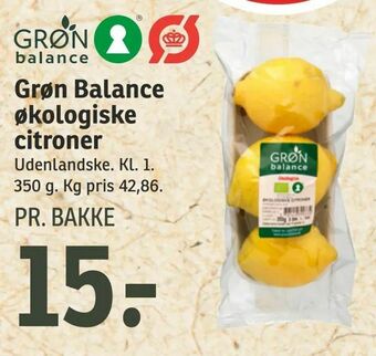 SPAR Grøn Balance økologiske citroner tilbud