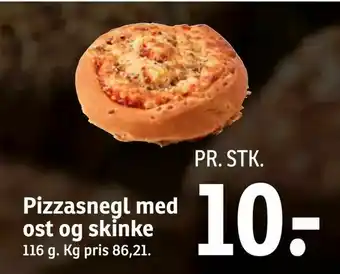 Pizzasnegl med ost og skinke